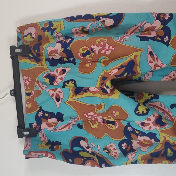 Free People Down & Out Floral Printed Flared Cotton Trousers Size 14 - Picture 11 of 15